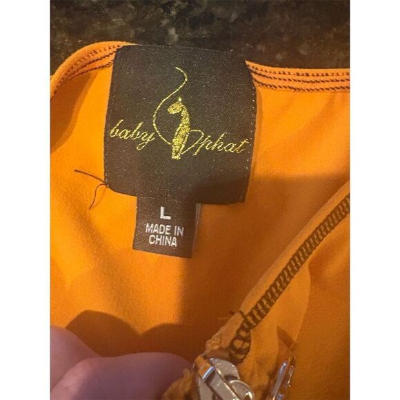 Baby Phat Women's Orange Long Sleeve Cutout Crop Top Size L - Picture 7 of 9